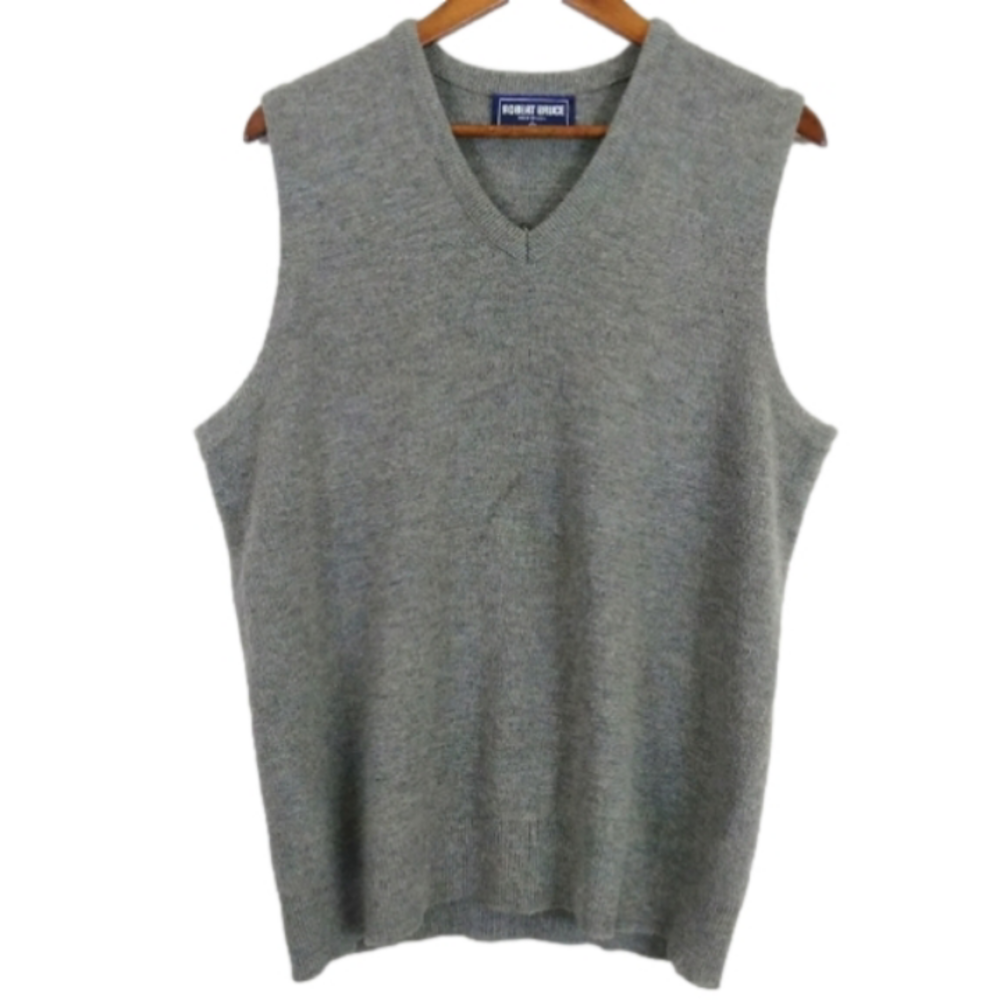 Robert Bruce Men's Sleeveless V-neck Gray Business Casual Sweater Top Vest Shirt